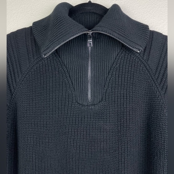 525 America Women's Small Nina 3/4 Zip Sweater Chunky Knit Turtleneck BLACK Pop - Picture 11 of 16